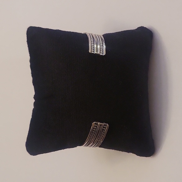 Silvertone Bangle with Faux Orange and Turquoise Stones - Picture 2 of 5